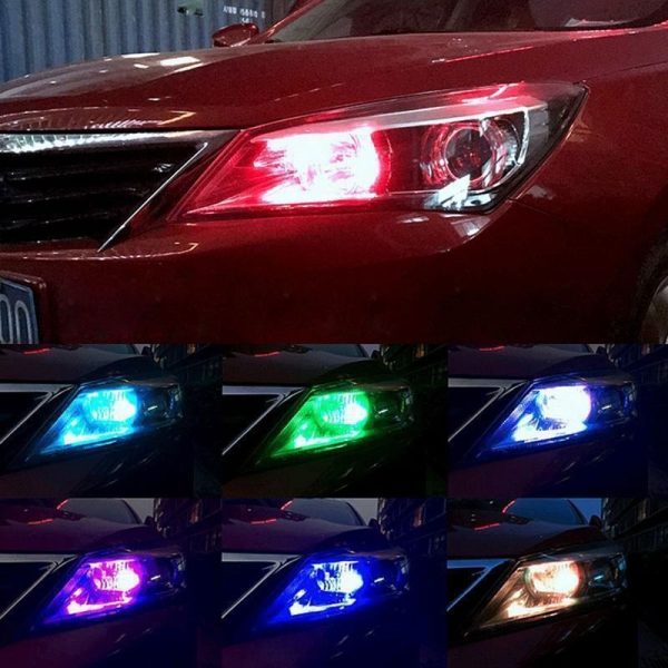 Set 2 Becuri T10 Pozitie Auto LED Multicolor RGB cu Telecomanda 6LED SMD - imagine 4