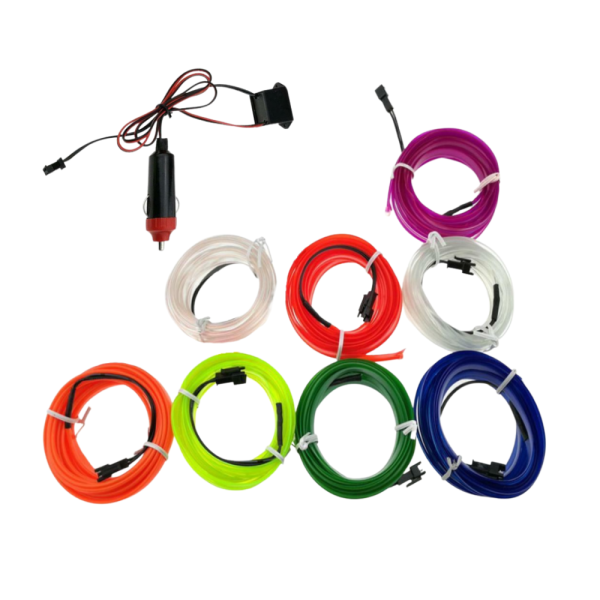 Fir cu lumina ambientala pentru auto , neon ambiental flexibil 2 M - imagine 4