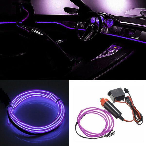 Fir cu lumina ambientala pentru auto , neon ambiental flexibil 2 M - imagine 6