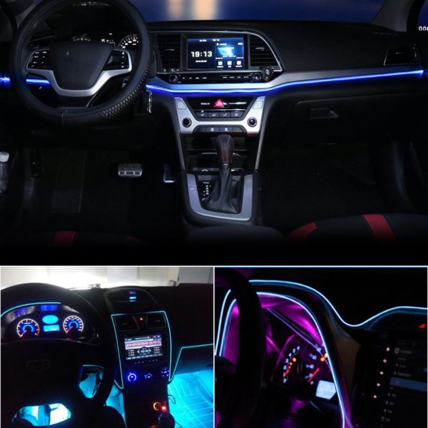 Fir cu lumina ambientala pentru auto , neon ambiental flexibil 2 M - imagine 8