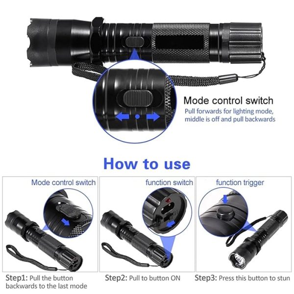Lanternă LED reîncărcabilă portabilă  pentru utilizare în situații de urgență, lanternă tactică, ținută pentru mașină, camping, exterior, interioare, lanternă super luminoasă, rază lungă de acțiune, 130 lumeni - imagine 7