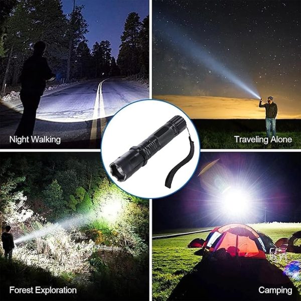 Lanternă LED reîncărcabilă portabilă  pentru utilizare în situații de urgență, lanternă tactică, ținută pentru mașină, camping, exterior, interioare, lanternă super luminoasă, rază lungă de acțiune, 130 lumeni - imagine 10