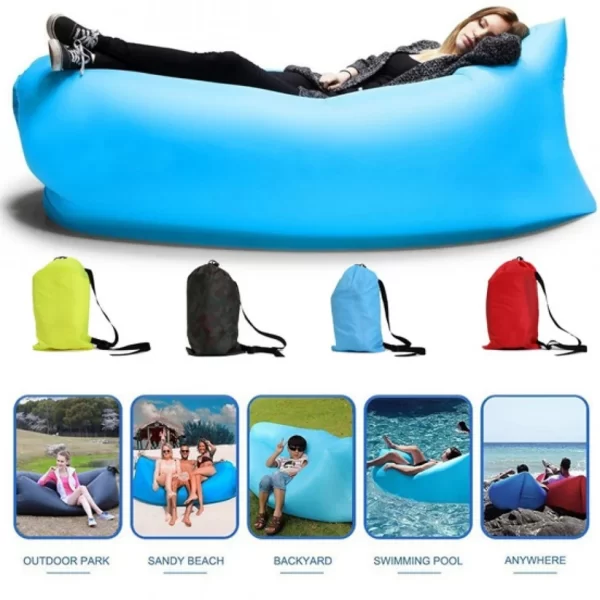 Sezlong gonflabil tip sac Saltea gonflabila Lazy Bag AIR SOFA umflare cu aer - imagine 3