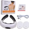 Aparat de masaj electromagnetic InnovaGoods pentru cervicala,gat si spate, 6 tipuri de masaj, 16 niveluri de intensitate, Alb - imagine 4