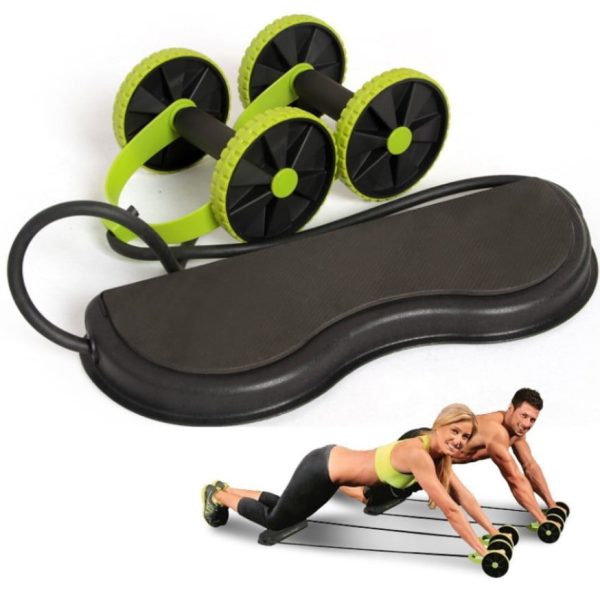 Aparat multifunctional pentru exercitii fitness, utilizabil de acasa, pentru bicepsi, muschi fesieri si abdomen, negru/ verde - imagine 9