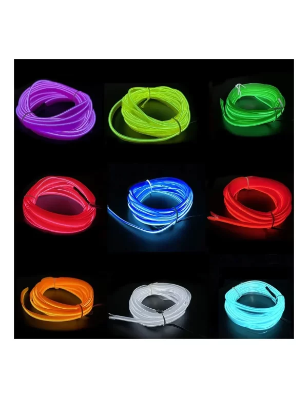 Fir cu lumina ambientala pentru auto , neon ambiental flexibil 2 M - imagine 11
