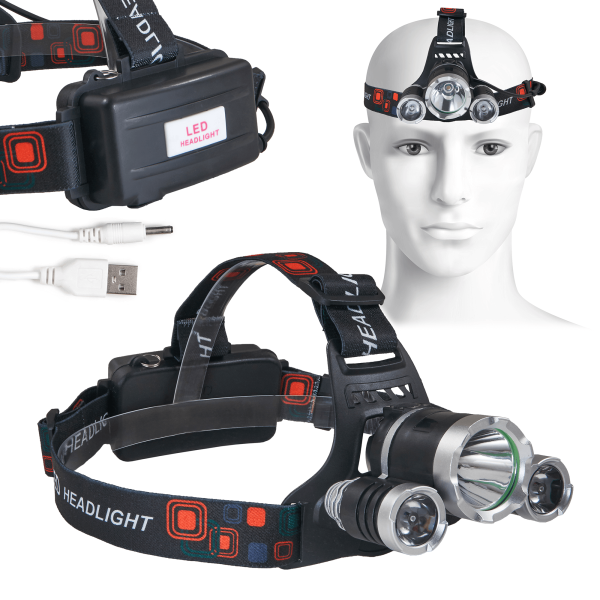 Lanterna frontala cu acumulator, Led si zoom Cree 5W