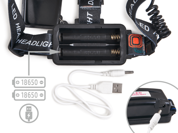 Lanterna frontala cu acumulator, Led si zoom Cree 5W - imagine 9