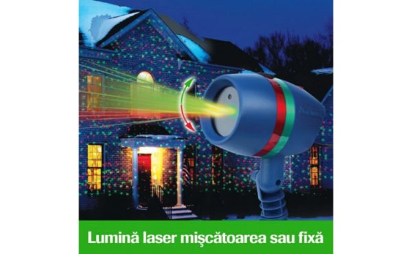 Proiector Star Shower Motion cu Efect 3D holografic, Proiectie lumini laser, Static si Miscator, pentru exterior si interioro