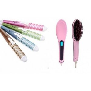 Set ondulator de par ceramic, profesional, pentru bucle mari + Perie pentru indreptat parul, cea mai revolutionara de pe piata actuala, fara a-l degrada