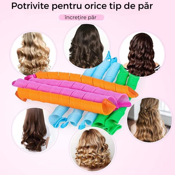 Set 18 Bigudiuri Spirala cu Carlig, Super-Incretire Fara Caldura, Par Scurt/Mediu - imagine 5
