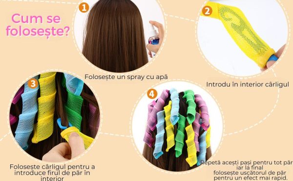 Set 18 Bigudiuri Spirala cu Carlig, Super-Incretire Fara Caldura, Par Scurt/Mediu - imagine 8