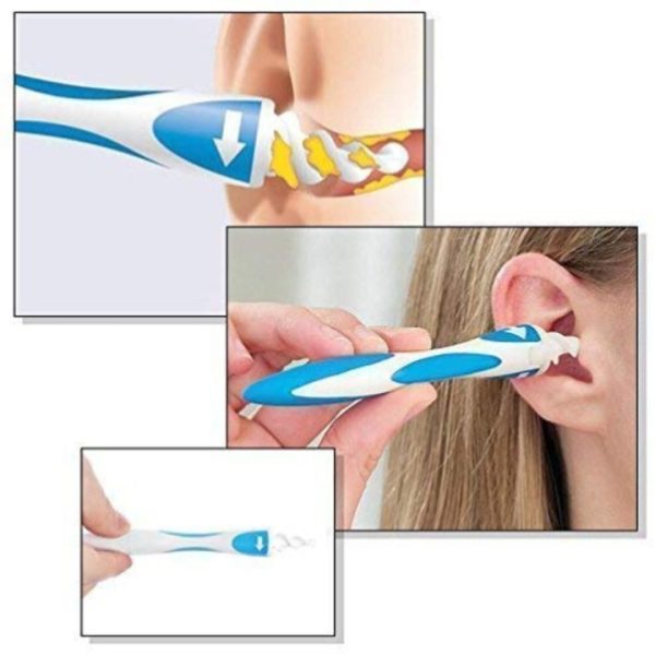 Dispozitiv pentru curatarea urechilor, 16 varfuri din silicon, pentru igiena adecvata si sanatatea urechii, alb/albastru - imagine 10