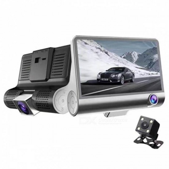 Camera Video Auto Tripla DVR Full-HD, 3 Camere - Fata/Spate/Interior, Ecran 4'', G Senzor