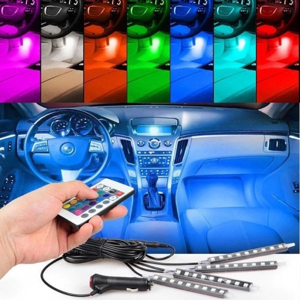 Kit 4 benzi LED, lumina ambientala auto RGB cu telecomanda - imagine 5