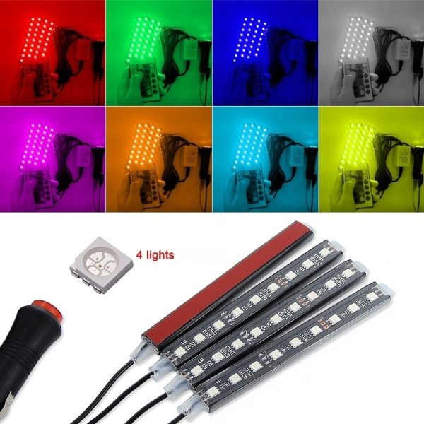 Kit 4 benzi LED, lumina ambientala auto RGB cu telecomanda - imagine 8