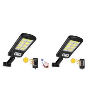 Pachet 2 lampe solare stradale 2×160 de leduri, senzor de miscare