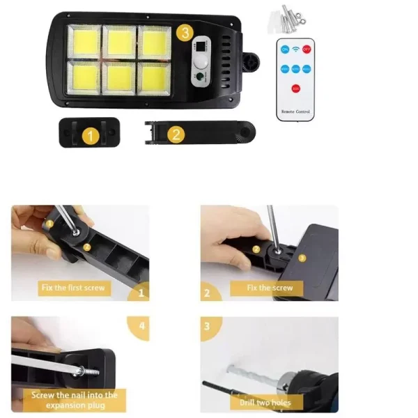Pachet 2 lampe solare stradale 2×160 de leduri, senzor de miscare - imagine 2