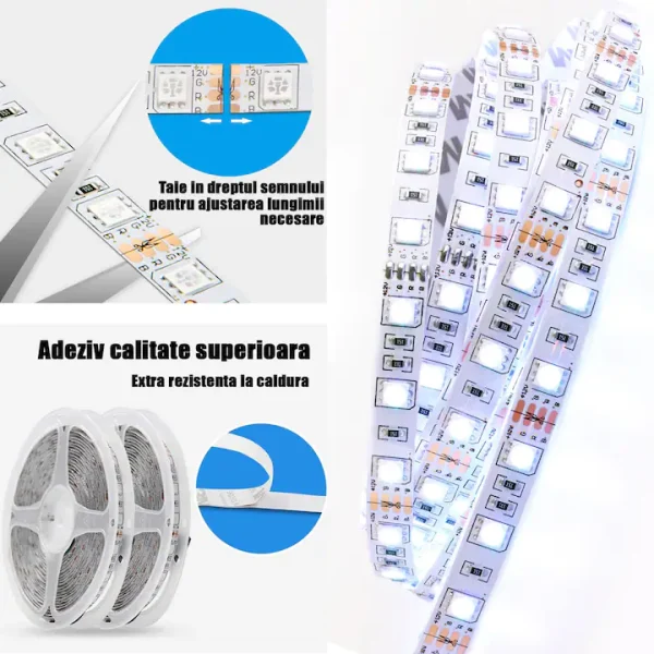 Banda LED Smart RGB cu telecomanda si app 60 leduri - imagine 2