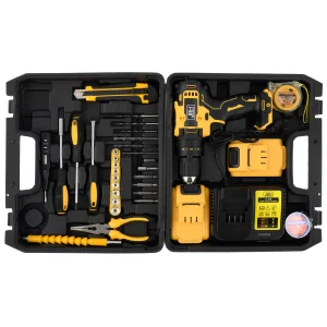 Trusa 30 accesorii+ bormasina cu percutie si 2 acumulatori 24v