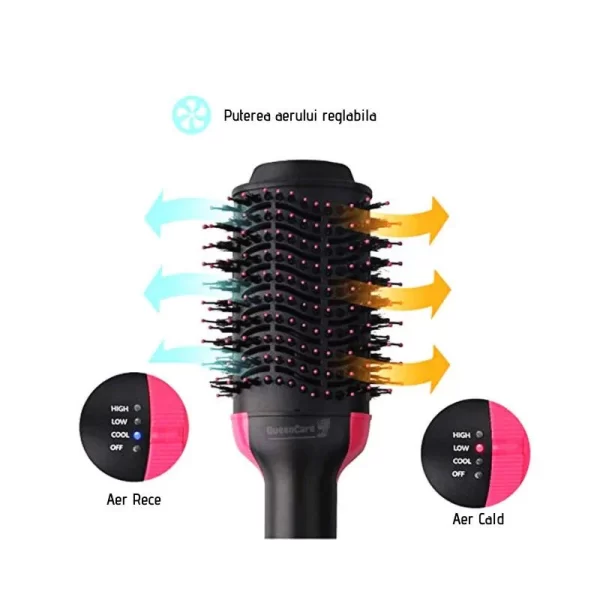 Perie electrica Fixa cu aer cald One Step Dryer, Fynllur, 3 in 1, uscator, perie, ondulator, Putere 1000 W, tehnologie Ionica, 3 trepte de viteza - imagine 4