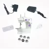 Mini masina de cusut electrica portabila cu pedela si accesorii, alimentare 220V/4xAA, alb/mov - imagine 5