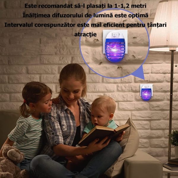Set 4 Mini Aparat cu Lampa UV Anti Insecte, Cafuneplus®, anti-tantari, de interior, pentru Camera, Acoperire 16mp - imagine 5