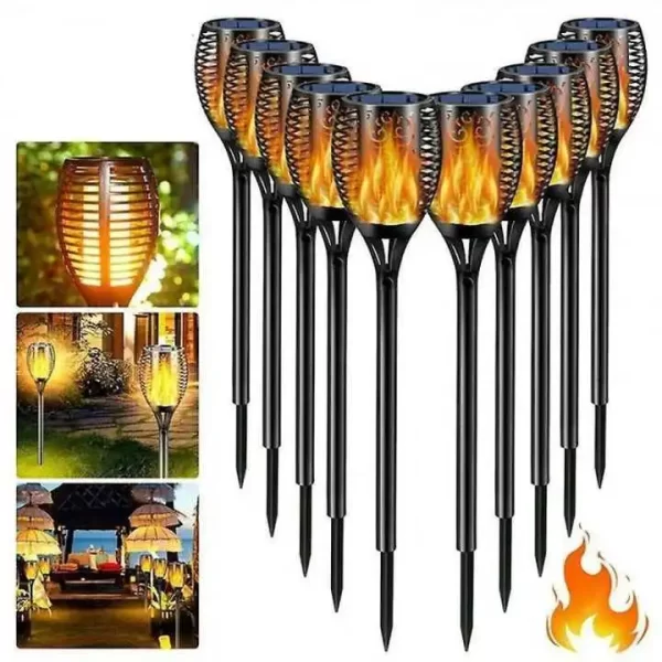 Set 8 x Lampa solara tip torta cu efect flacara, 51 cm