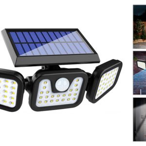 Lampă solară 74 LED-uri 15W, cu senzor de mișcare și de crepuscul .