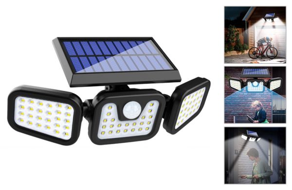 Lampă solară 74 LED-uri 15W, cu senzor de mișcare și de crepuscul .