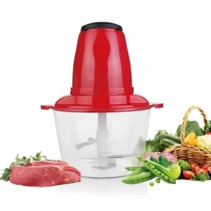 Tocator Electric TNS®, Pentru Fructe, Legume, Carne, 4 Lame Inox, Capacitate Recipient 1.6L, Putere 250W, Alimentare 220-240V, Rosu