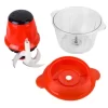 Tocator Electric TNS®, Pentru Fructe, Legume, Carne, 4 Lame Inox, Capacitate Recipient 1.6L, Putere 250W, Alimentare 220-240V, Rosu - imagine 7