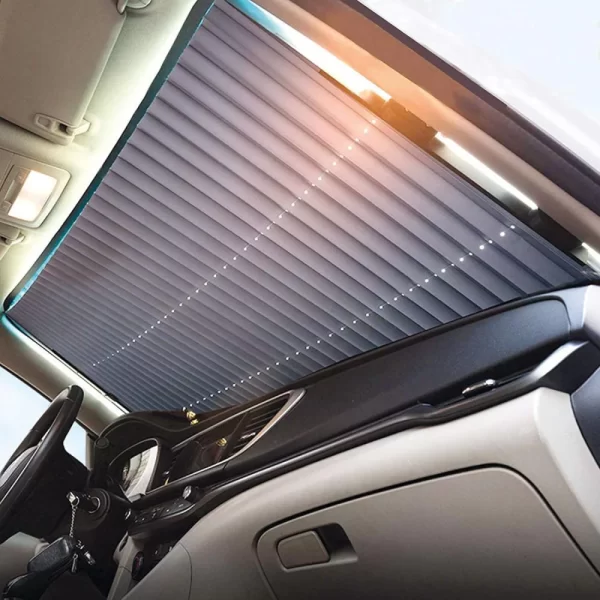 Copertina parasolar auto retractabil impotriva razelor UV, fixare prin ventuze, pentru parbriz sau luneta - imagine 7