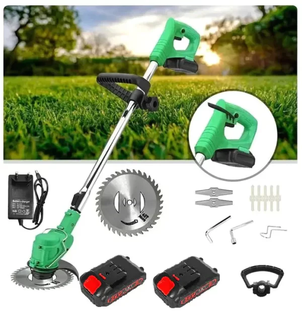 Pachet Motocoasa electrica 48V, 4000 mAh, 18000 RPM, cu 2 acumulatori si roti detasabile + accesorii extra - imagine 3