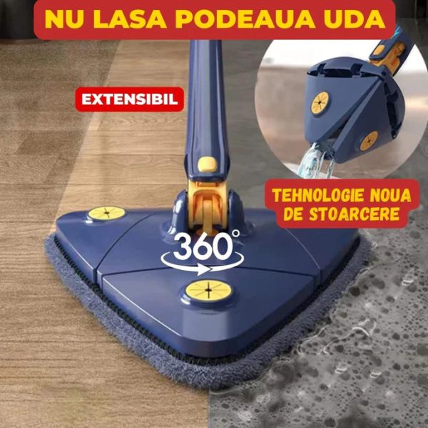 Mop cu cap triunghiular, reglabil, rotire 360 grade,rezerva inclusa - imagine 8