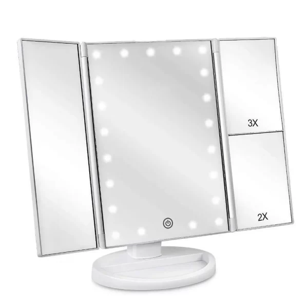 Oglinda cosmetica LED extensibila, buton tactil - imagine 4
