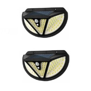Set 2 lampi de exterior cu 118 LED uri, cu panou solar si senzori de miscare