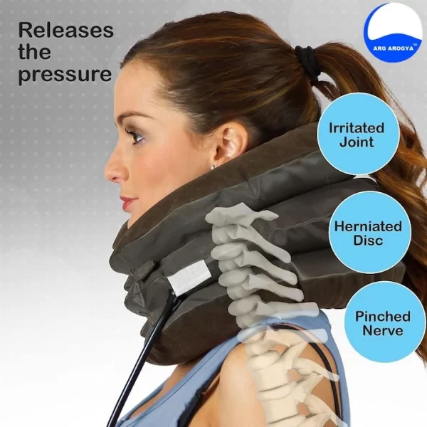 Guler Cervical , Corectia coloanei, Eliminarea durerilor cervicale, Gonflabil, 3 camere - imagine 4