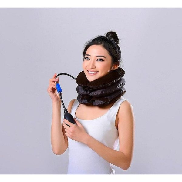 Guler Cervical , Corectia coloanei, Eliminarea durerilor cervicale, Gonflabil, 3 camere - imagine 5