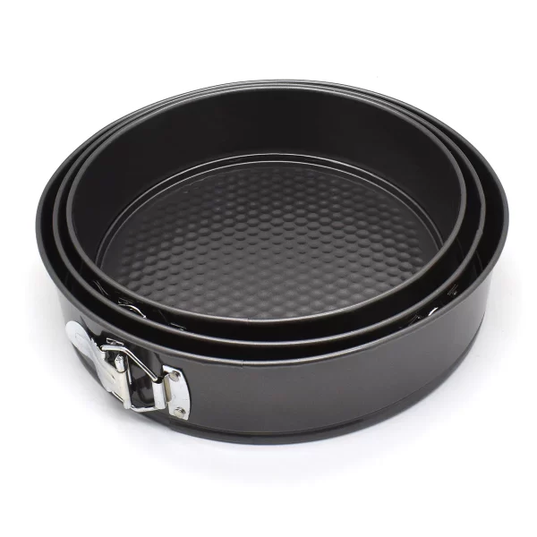 Set 3 forme de tort, 24, 26 si 28 cm , baza detasabila, rotunda, negru - imagine 2