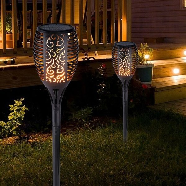 Set 6 Lampi solare cu efect flacara, 12 LED-uri, rezistenta la apa - imagine 4