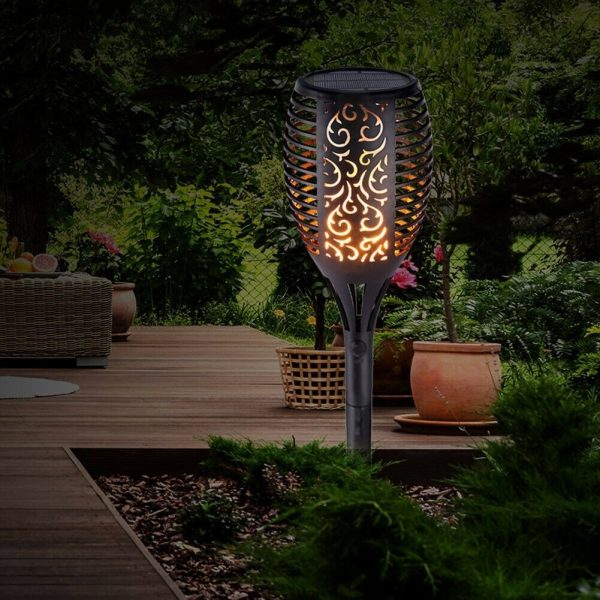 Set 6 Lampi solare cu efect flacara, 12 LED-uri, rezistenta la apa - imagine 6