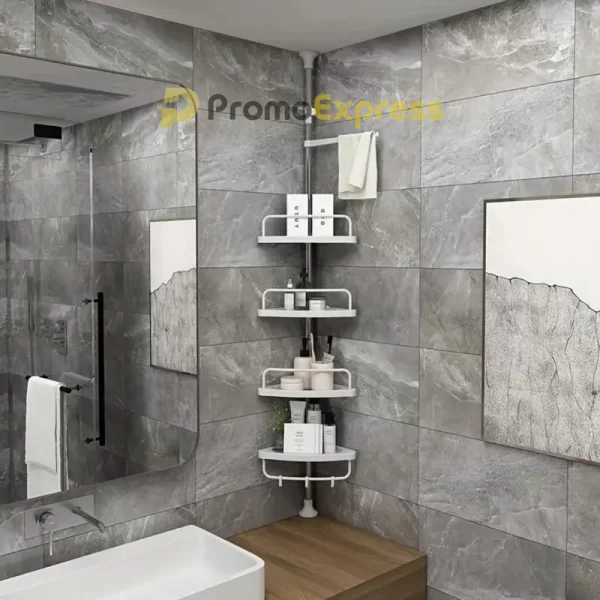 Etajera colt pentru baie si dus, 4 sau 5 rafturi, inaltime reglabila 260cm, montare pe colt - imagine 4