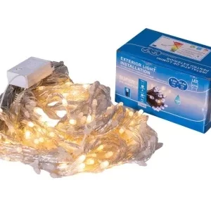 Perdea Lumini de exterior, 216 Led- Lumina Calda 2.5m x 1.5m, caseta joc de lumini, interconectabila
