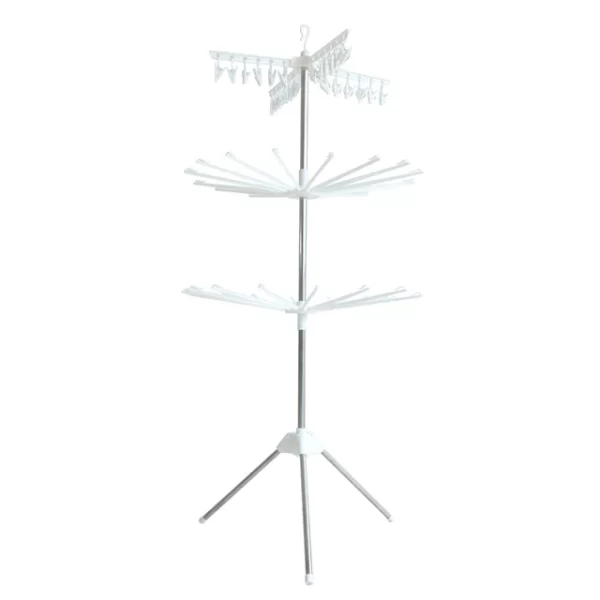 Uscator Rufe Vertical, 3 Niveluri Rotative, Pliabil, Usor de Depozitat, 170cm - imagine 2