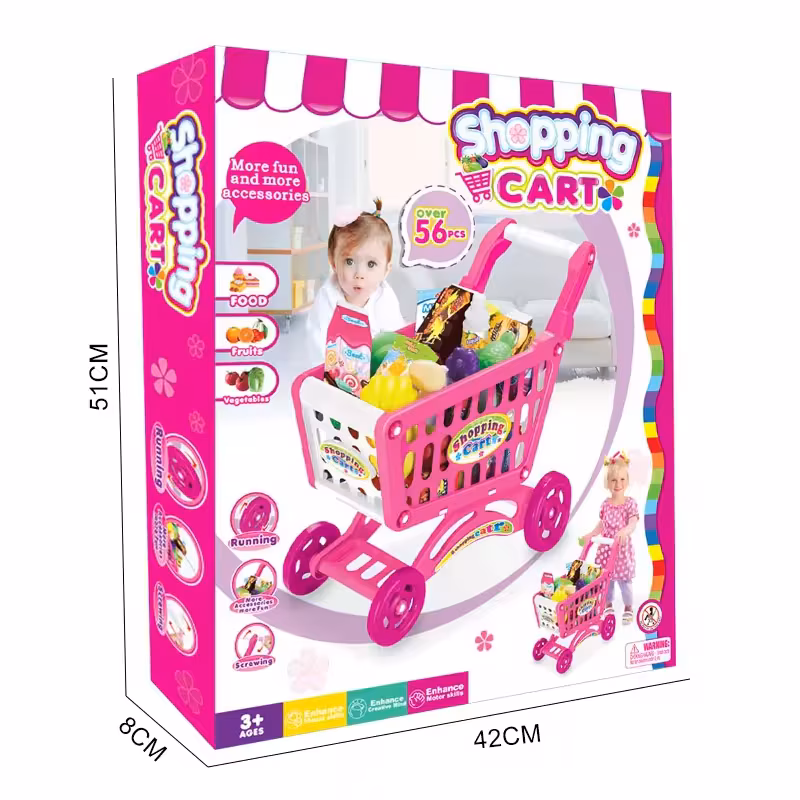 Set joaca supermarket Rhswets, carucior cu accesorii bucatarie si alimente, ABS, 3 ani