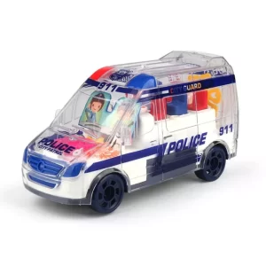 Masinuta de Politie, Gear Car, Mecanism la Vedere, Transparenta, efecte vizuale si sonore, 17 cm