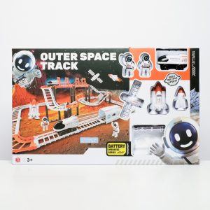 Circuit cu vehicul Outer Space Track, 65 piese, vehicul cu motor electric, L: 75, 1 cm, l: 46 cm, H: 20 cm, multicolor