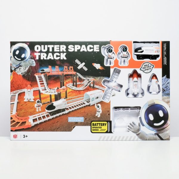 Circuit cu vehicul Outer Space Track, 65 piese, vehicul cu motor electric, L: 75, 1 cm, l: 46 cm, H: 20 cm, multicolor