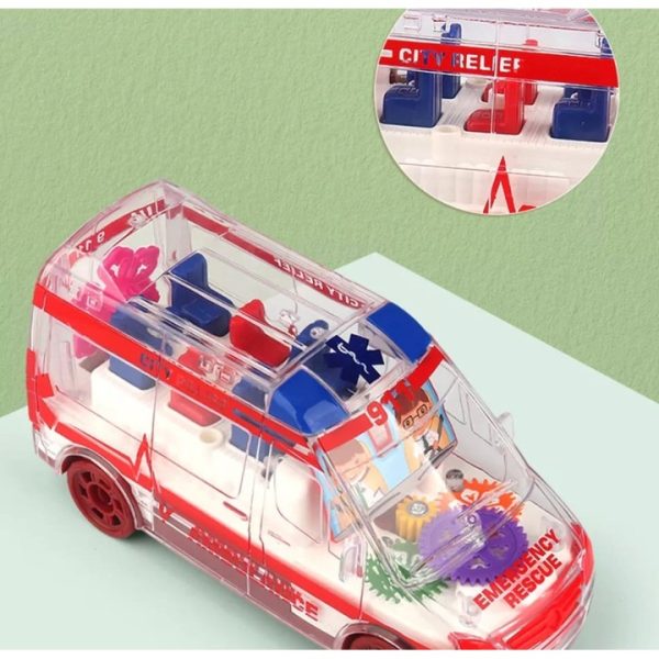 Masinuta de Politie, Gear Car, Mecanism la Vedere, Transparenta, efecte vizuale si sonore, 17 cm - imagine 5